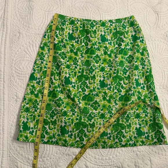 Vintage 1970s “The Lilly” Lilly Pulitzer Mini Skirt Green White Lions Owls - Picture 9 of 11